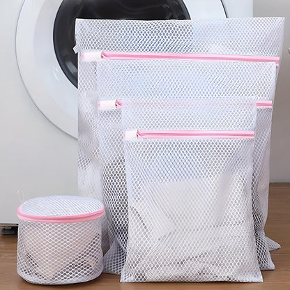 Mesh Laundry Bags Auto-Lock Zippers Tear-Resistant Set of 4
