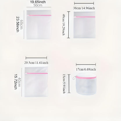 Mesh Laundry Bags Auto-Lock Zippers Tear-Resistant Set of 4