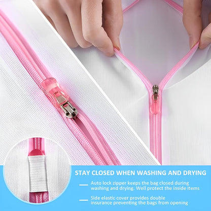 Mesh Laundry Bags Auto-Lock Zippers Tear-Resistant Set of 4