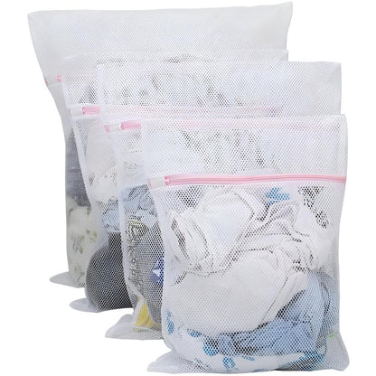 Mesh Laundry Bags Auto-Lock Zippers Tear-Resistant Set of 4