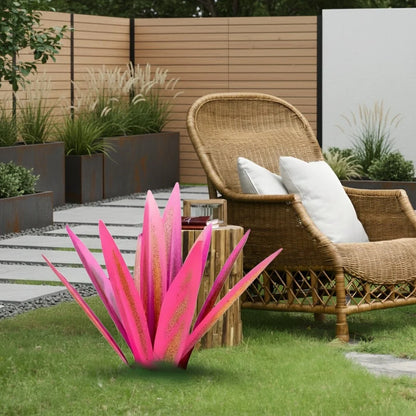 Metal Agave Sculpture Weather-Resistant 3D Leaves
