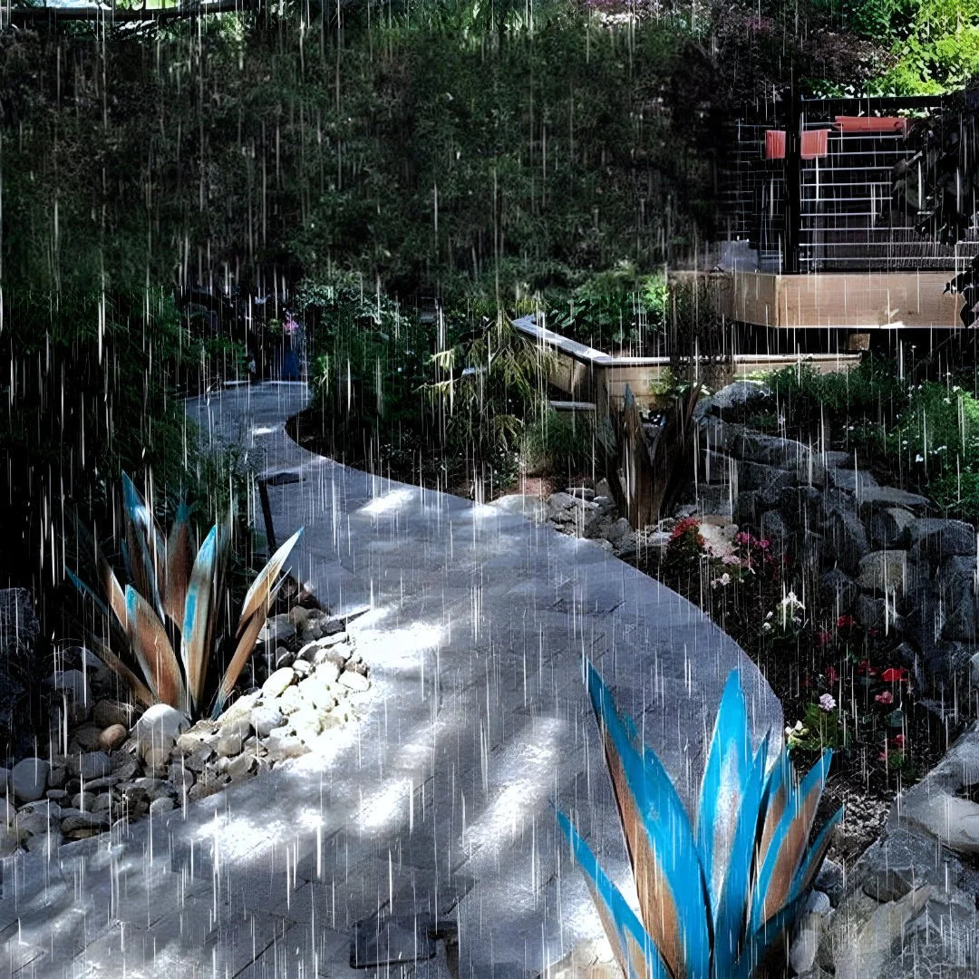 Metal Agave Sculpture Weather-Resistant 3D Leaves