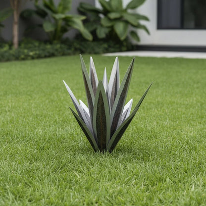 Metal Agave Sculpture Weather-Resistant 3D Leaves