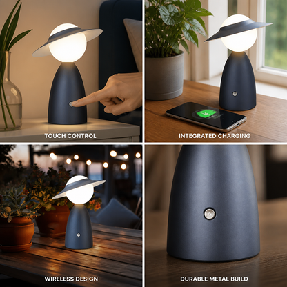 Metal Touch-Control & Wireless LED Table Lamp (Integrated Charger)