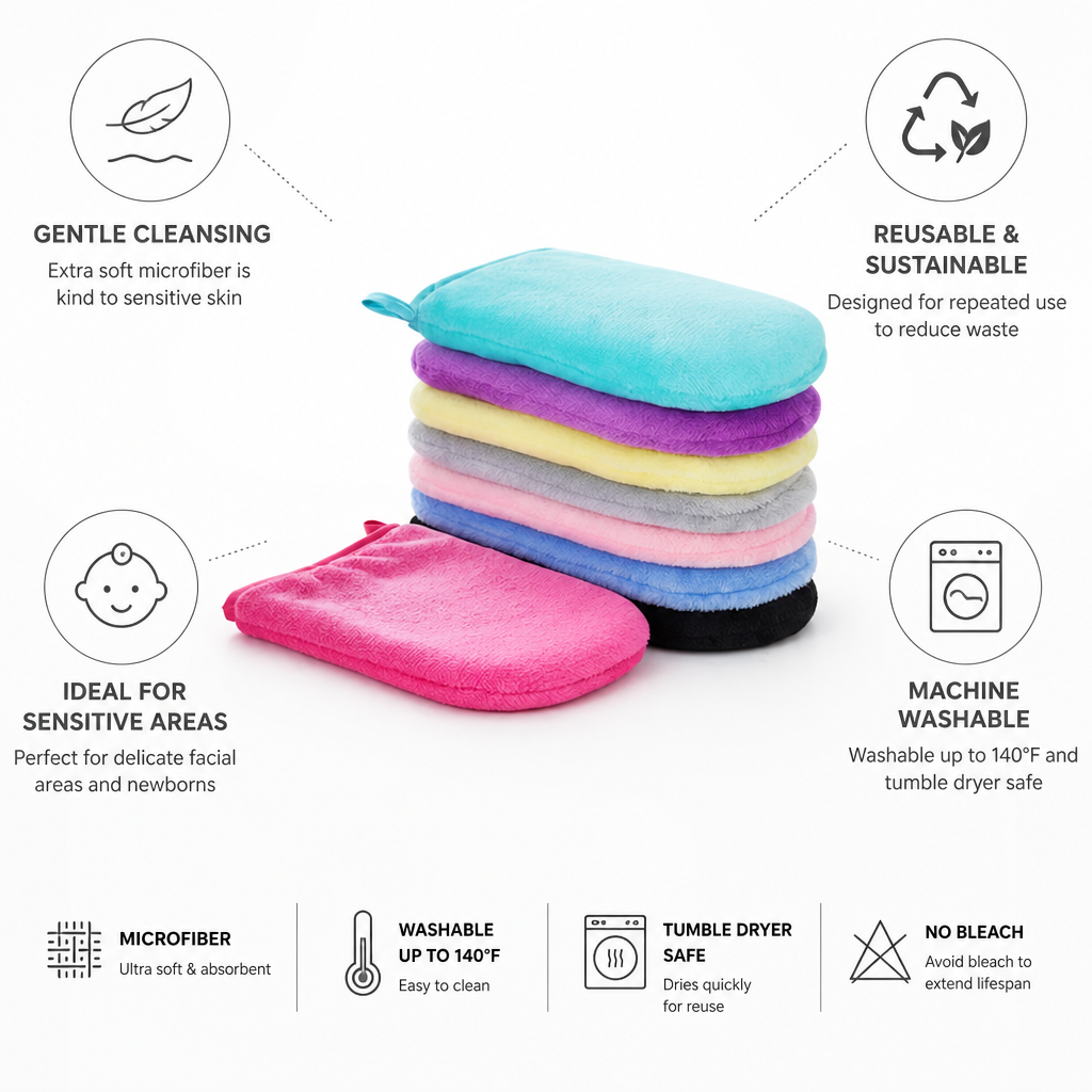 Microfiber Wash Mitts Extra Soft Machine Washable 8-Pack