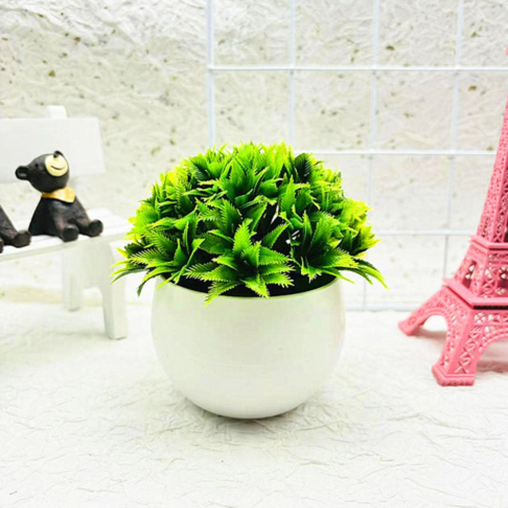 Mini Bonsai Artificial Boxwood White Pot Low Maintenance