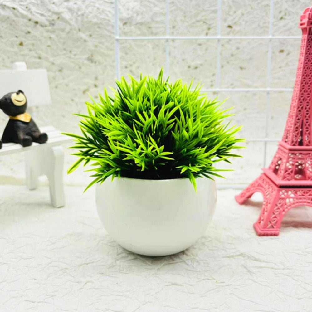 Mini Bonsai Artificial Boxwood White Pot Low Maintenance