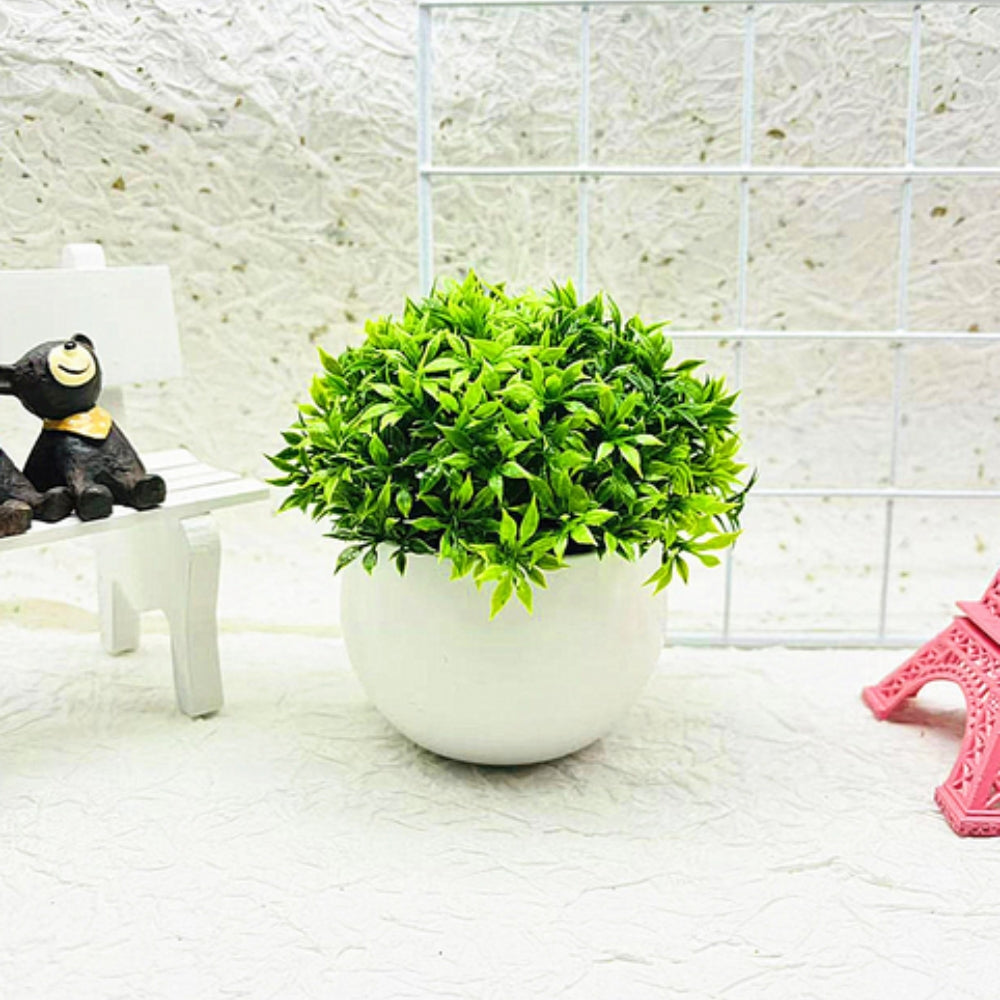 Mini Bonsai Artificial Boxwood White Pot Low Maintenance