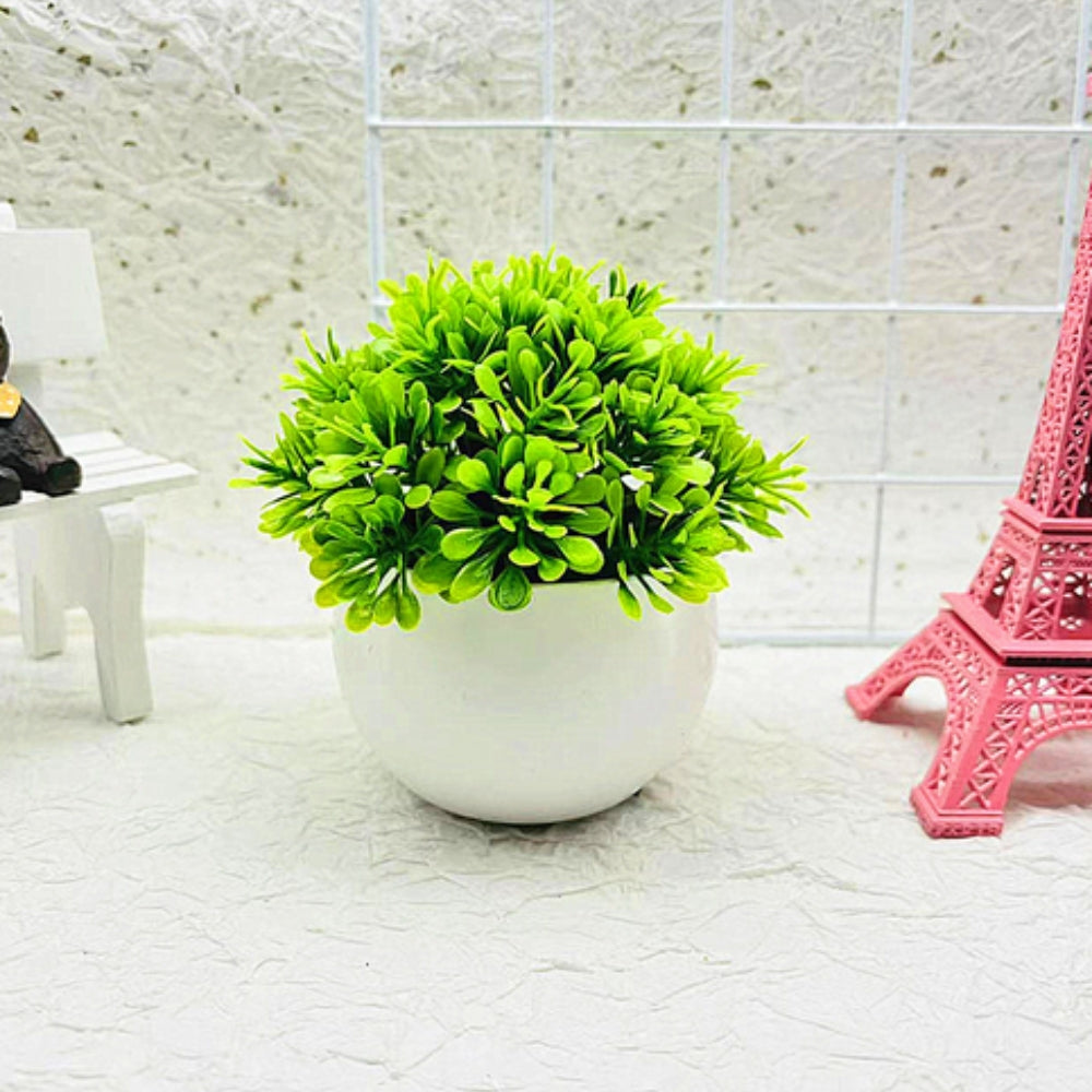 Mini Bonsai Artificial Boxwood White Pot Low Maintenance