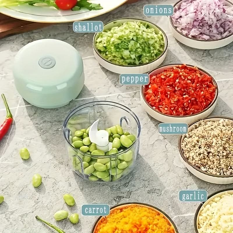 Mini Food Chopper USB Rechargeable Cordless One-Touch