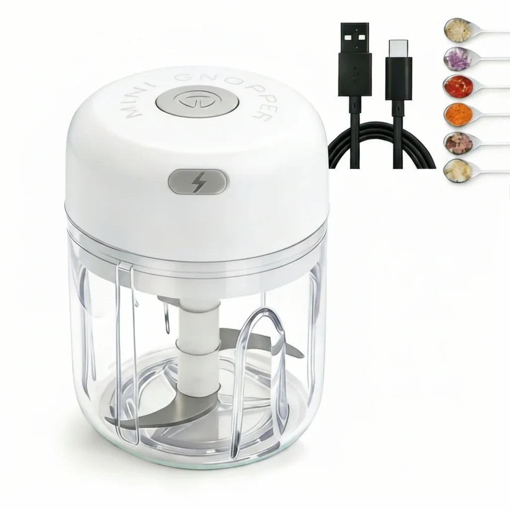 Mini Food Chopper USB Rechargeable Cordless One-Touch