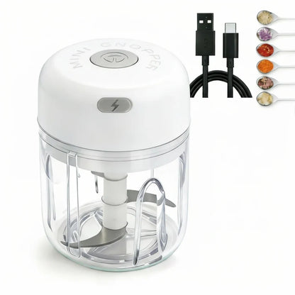 Mini Food Chopper USB Rechargeable Cordless One-Touch