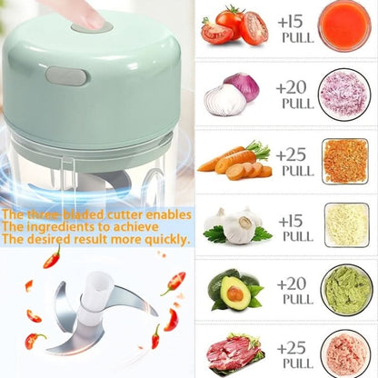 Mini Food Chopper USB Rechargeable Cordless One-Touch
