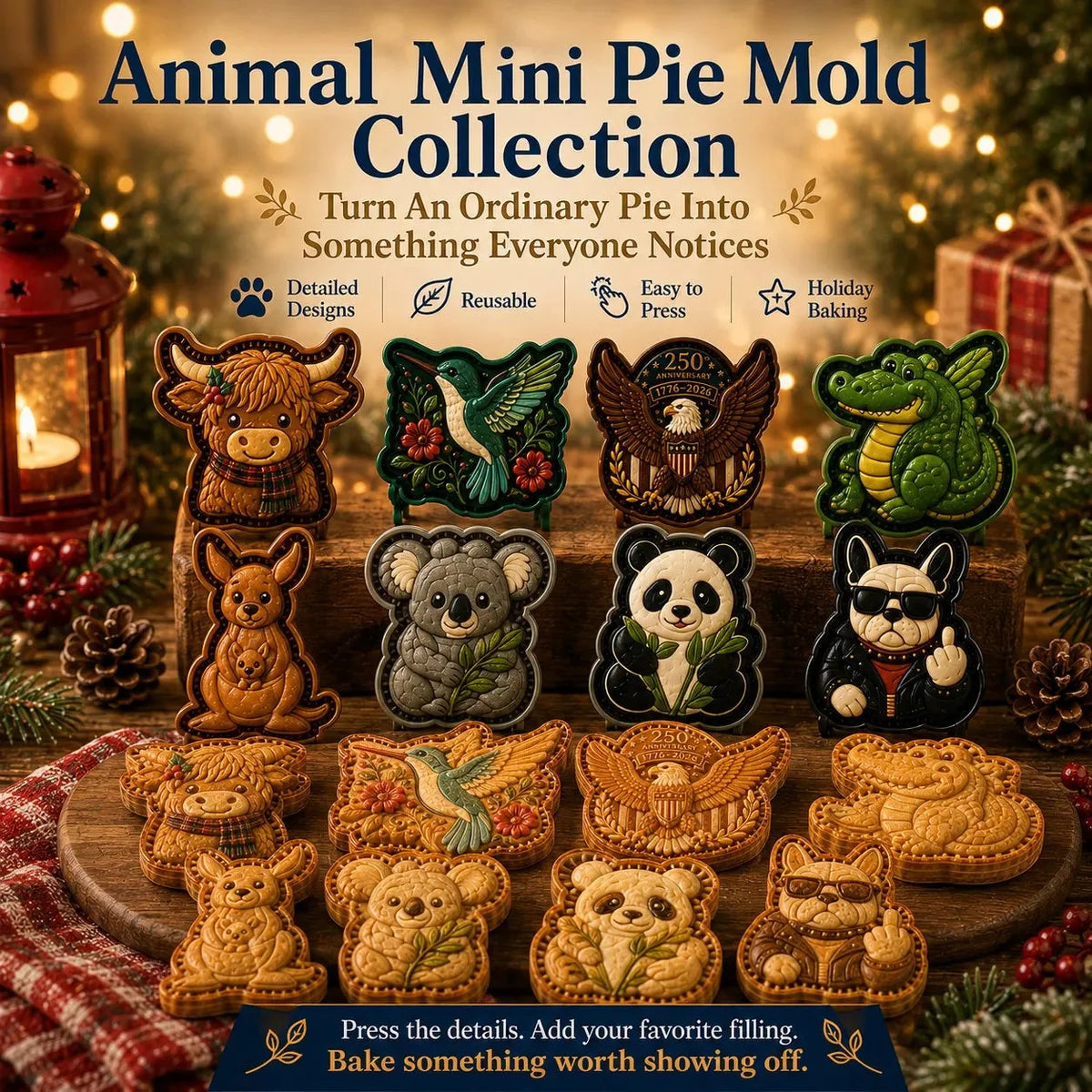 Mini Pie Mold Animal-Shaped Raised Pastry Detail
