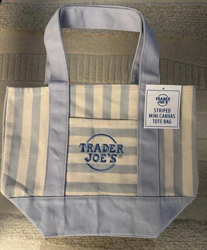 Mini Tote Bags Canvas Striped Set of 4
