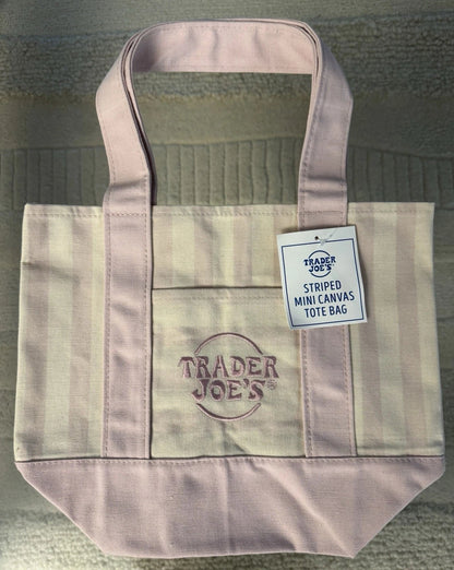 Mini Tote Bags Canvas Striped Set of 4