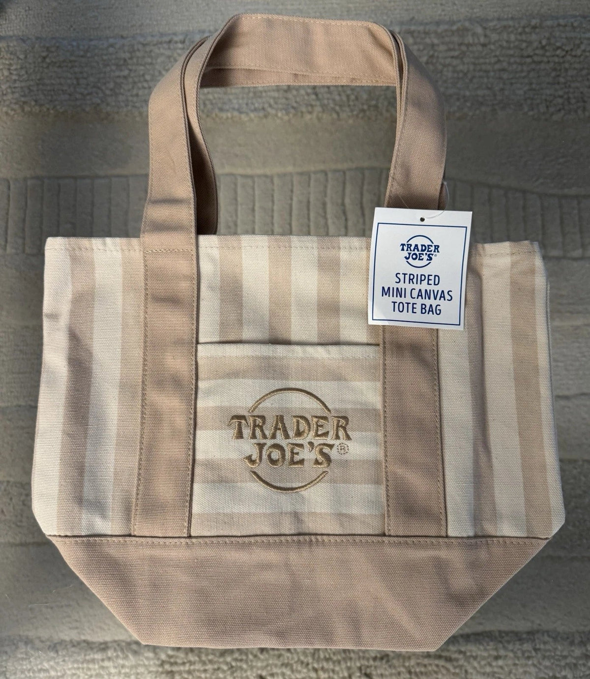 Mini Tote Bags Canvas Striped Set of 4