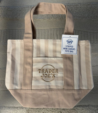 Mini Tote Bags Canvas Striped Set of 4