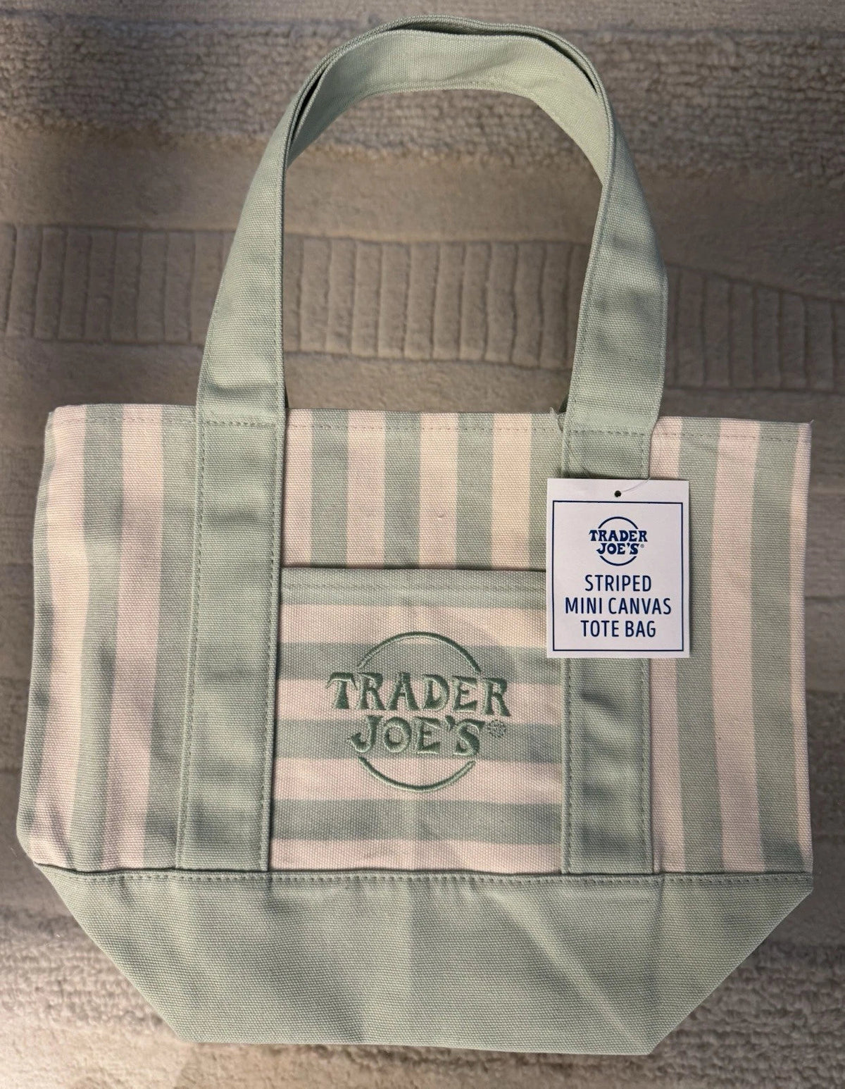 Mini Tote Bags Canvas Striped Set of 4