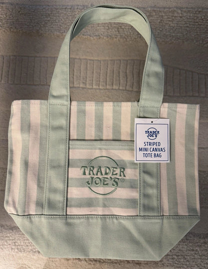 Mini Tote Bags Canvas Striped Set of 4
