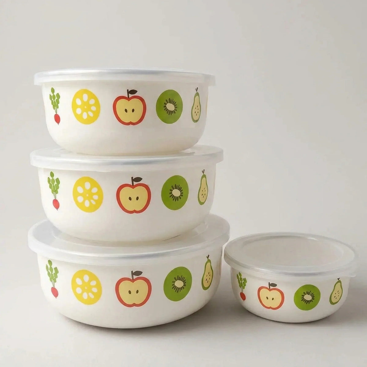 Mixing Bowl Set Enamel Nesting Space-Saving Floral Designs