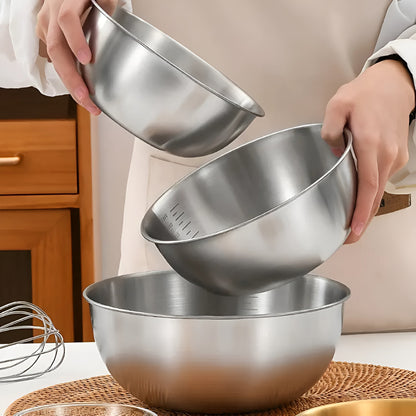 Mixing Bowl Set Stainless Steel Measurement Marks Dishwasher Safe