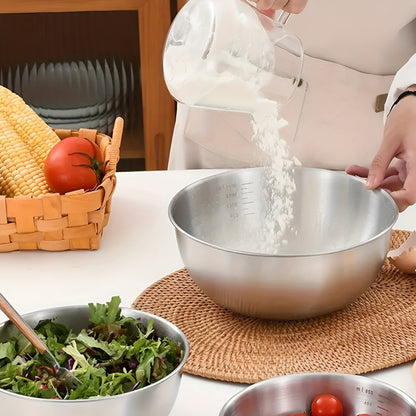 Mixing Bowl Set Stainless Steel Measurement Marks Dishwasher Safe