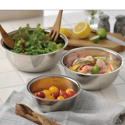 Mixing Bowl Set Stainless Steel Measurement Marks Dishwasher Safe