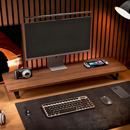 Monitor Stand Walnut Top & Iron Frame Cable Management
