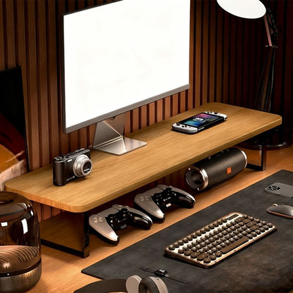 Monitor Stand Walnut Top & Iron Frame Cable Management