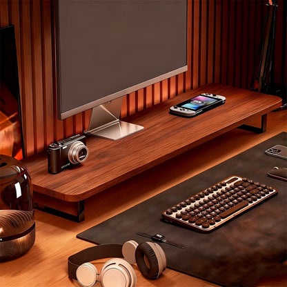 Monitor Stand Walnut Top & Iron Frame Cable Management