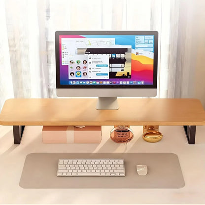 Monitor Stand Walnut Top & Iron Frame Cable Management