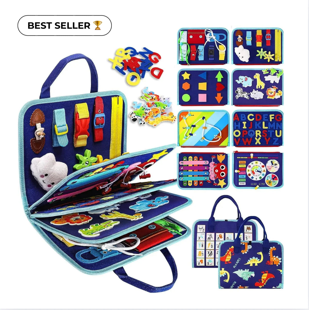 Montessori Activity Book Felt 8 Interactive Pages Fine Motor Skills