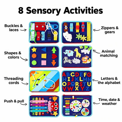 Montessori Activity Book Felt 8 Interactive Pages Fine Motor Skills