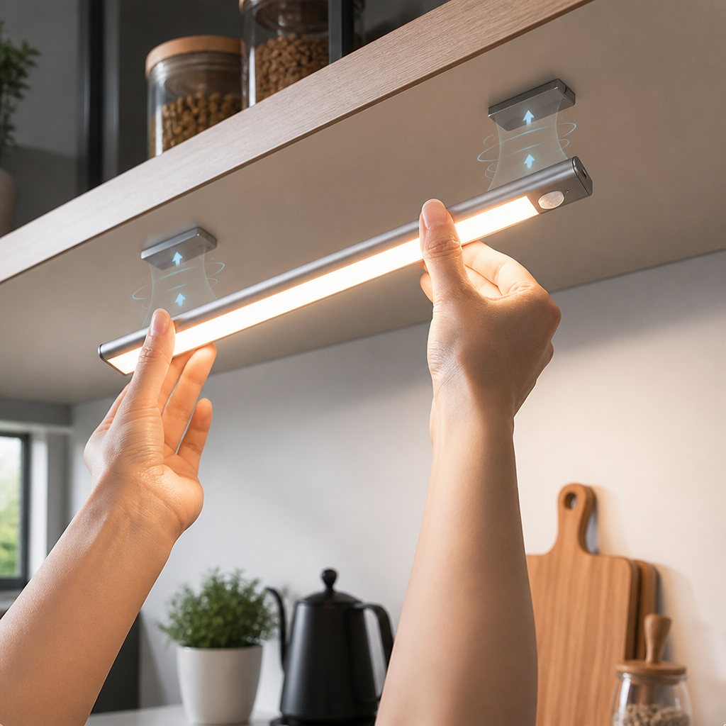 Motion-Activated Rechargeable Under-Cabinet LED Light (Magnetic No-Drill Mount)