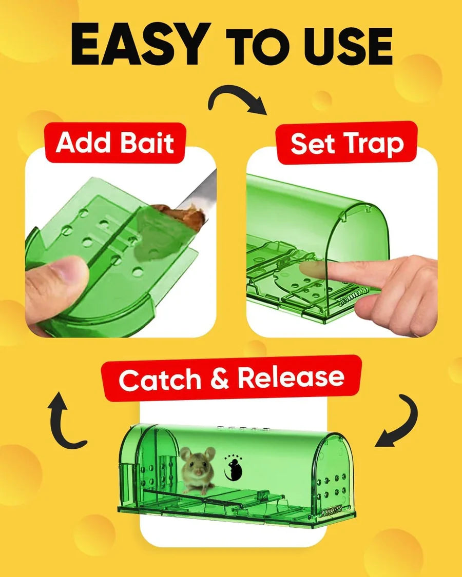 Mouse Trap Humane Catch and Release Clear Body 4-Pack