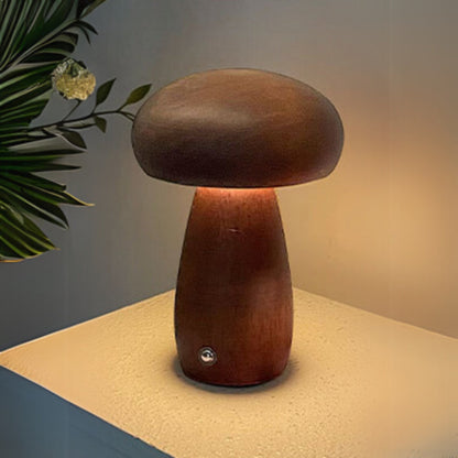 Mushroom Lamp Wood Grain USB-C Rechargeable