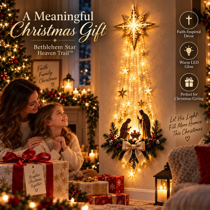 Nativity Wall Decor Bethlehem Star Warm Cascading Lights Space-Saving Vertical Display