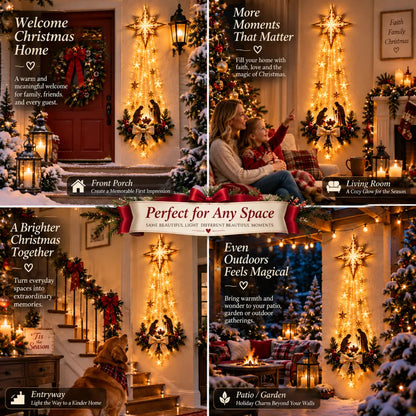 Nativity Wall Decor Bethlehem Star Warm Cascading Lights Space-Saving Vertical Display