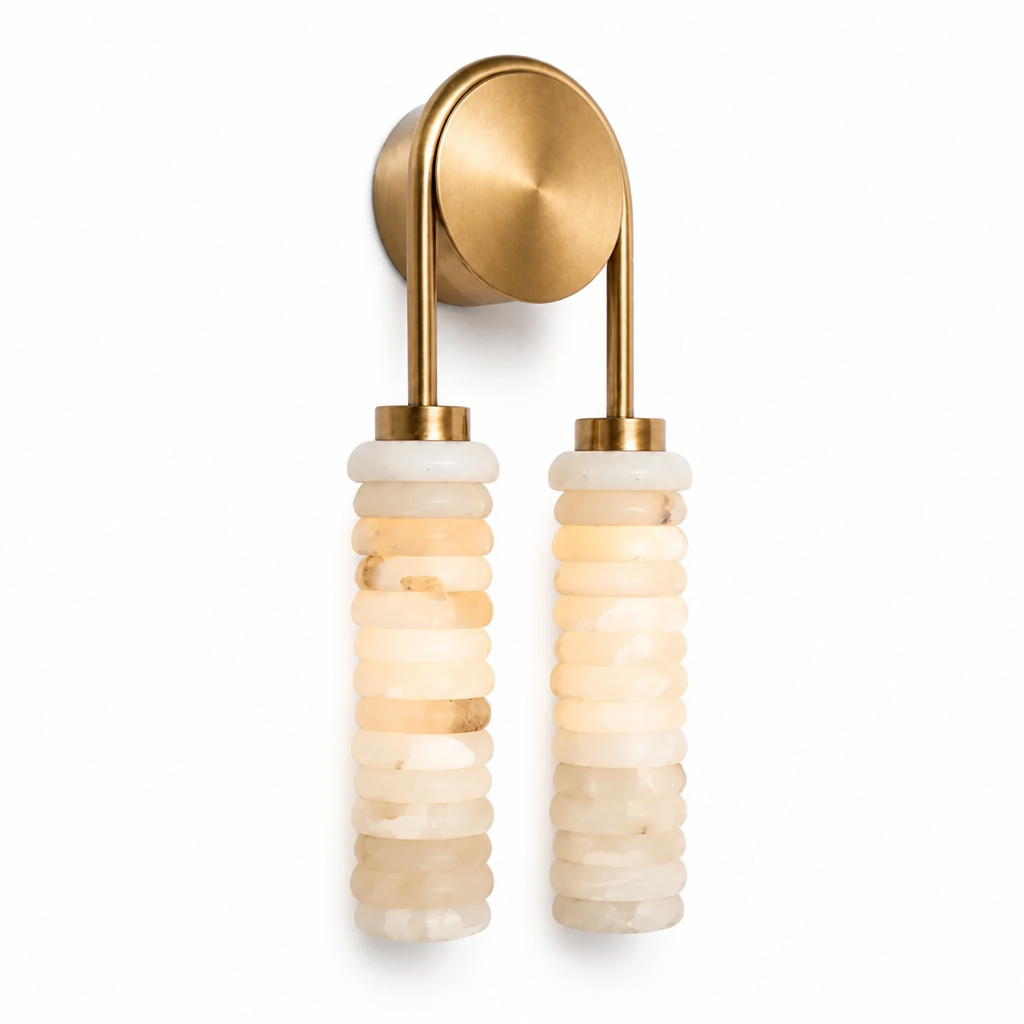 Natural Alabaster Integrated LED Twin-Column Wall Sconce