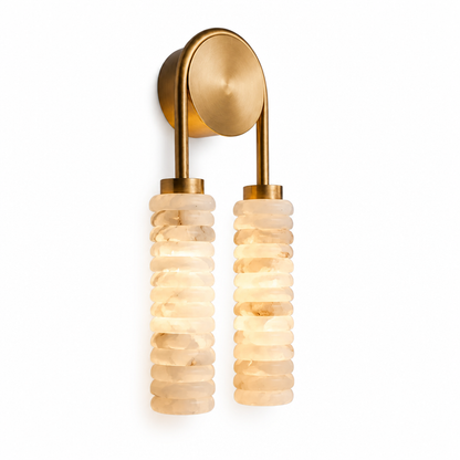 Natural Alabaster Integrated LED Twin-Column Wall Sconce