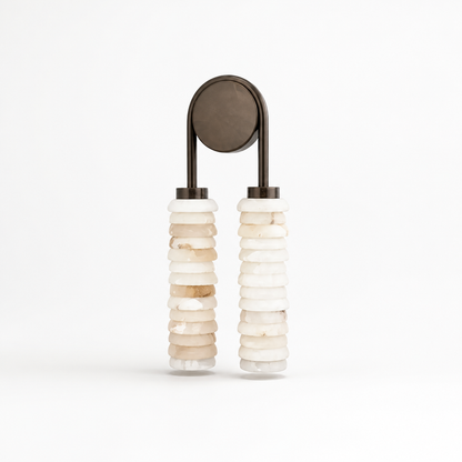 Natural Alabaster Integrated LED Twin-Column Wall Sconce