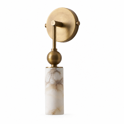 Natural Alabaster & Solid Brass Wall Sconce (Single Or Double Head)