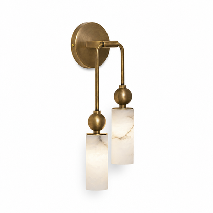Natural Alabaster & Solid Brass Wall Sconce (Single Or Double Head)