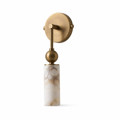Natural Alabaster & Solid Brass Wall Sconce (Single Or Double Head)