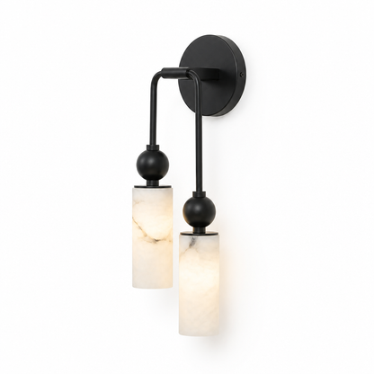 Natural Alabaster & Solid Brass Wall Sconce (Single Or Double Head)