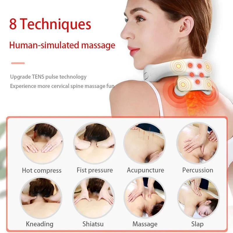 Neck Massager Vibration Heat Portable Rechargeable