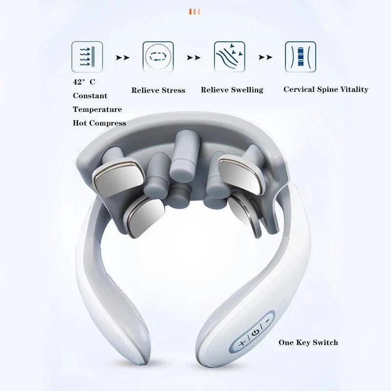 Neck Massager Vibration Heat Portable Rechargeable