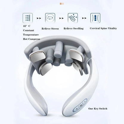 Neck Massager Vibration Heat Portable Rechargeable