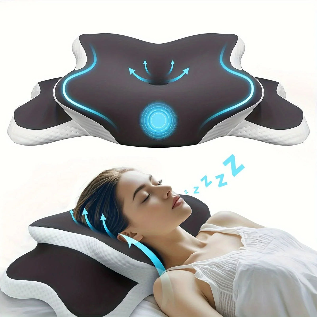 Neck Pillow Ergonomic Memory Foam Breathable Cover